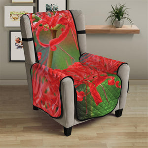 Red Japanese Amaryllis Print Armchair Protector