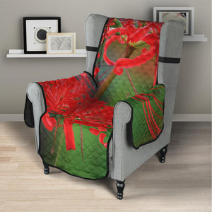 Red Japanese Amaryllis Print Armchair Protector