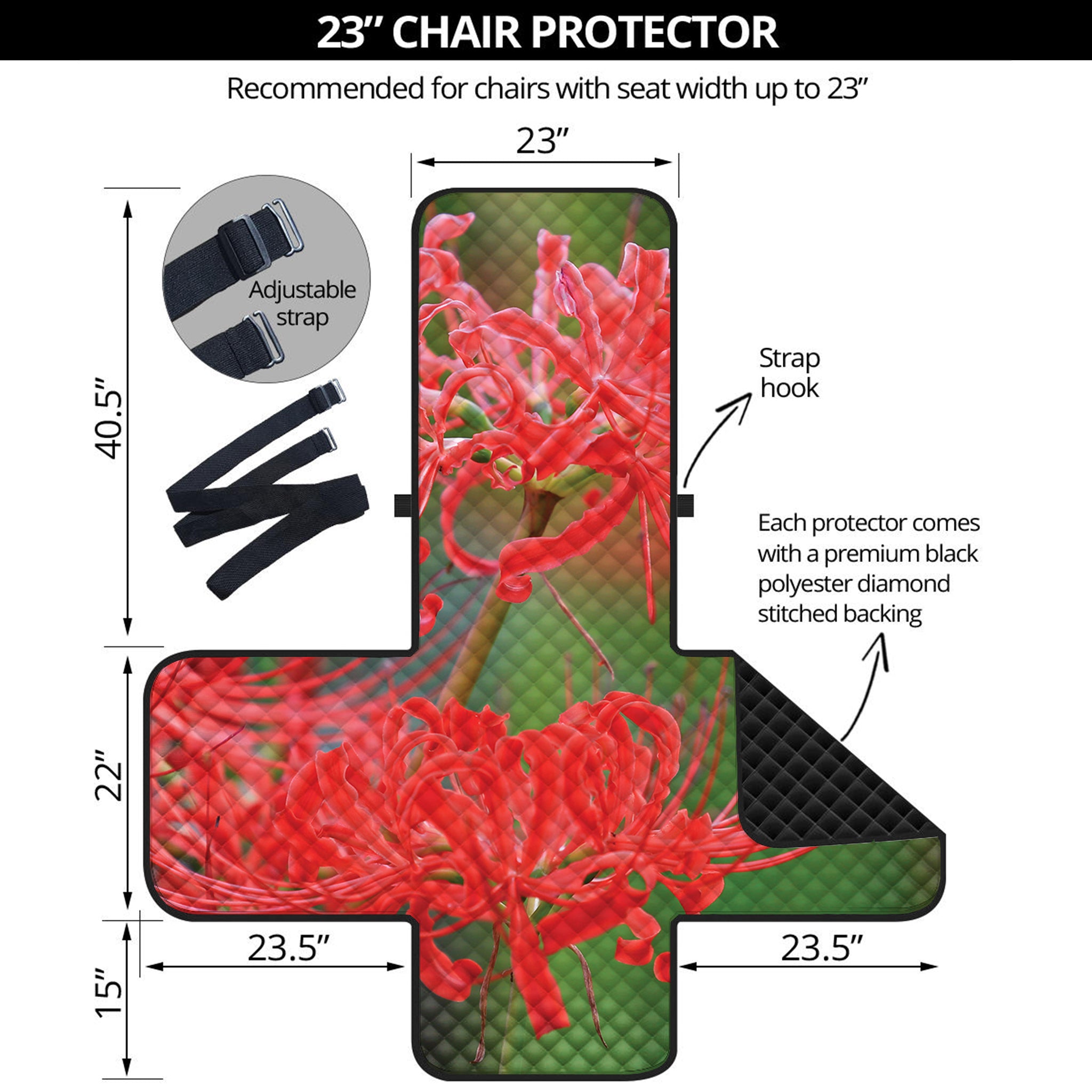 Red Japanese Amaryllis Print Armchair Protector