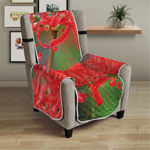 Red Japanese Amaryllis Print Armchair Protector