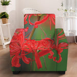 Red Japanese Amaryllis Print Armchair Slipcover