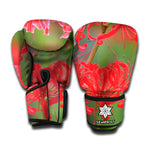 Red Japanese Amaryllis Print Boxing Gloves