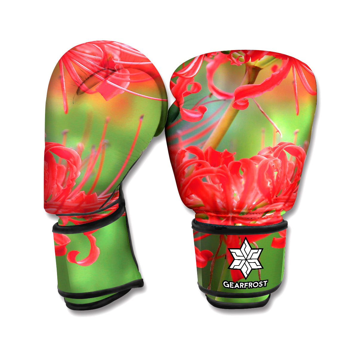 Red Japanese Amaryllis Print Boxing Gloves