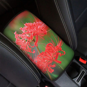 Red Japanese Amaryllis Print Car Center Console Cover