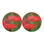 Red Japanese Amaryllis Print Car Coasters