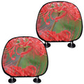 Red Japanese Amaryllis Print Car Headrest Covers