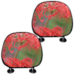 Red Japanese Amaryllis Print Car Headrest Covers