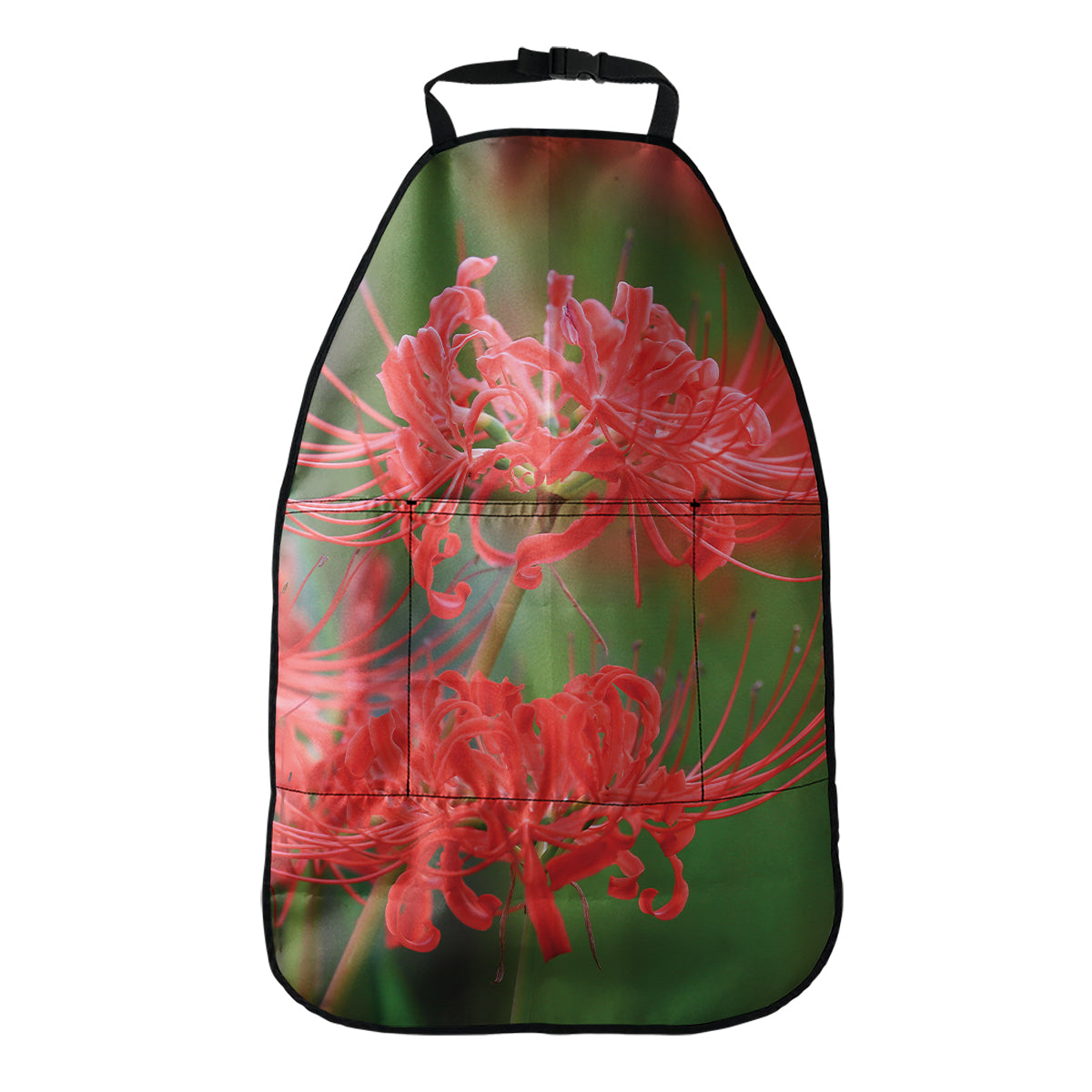 Red Japanese Amaryllis Print Car Seat Organizers