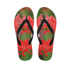 Red Japanese Amaryllis Print Flip Flops