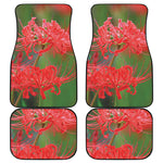 Red Japanese Amaryllis Print Front and Back Car Floor Mats