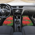 Red Japanese Amaryllis Print Front and Back Car Floor Mats