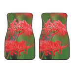 Red Japanese Amaryllis Print Front Car Floor Mats