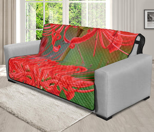 Red Japanese Amaryllis Print Futon Protector