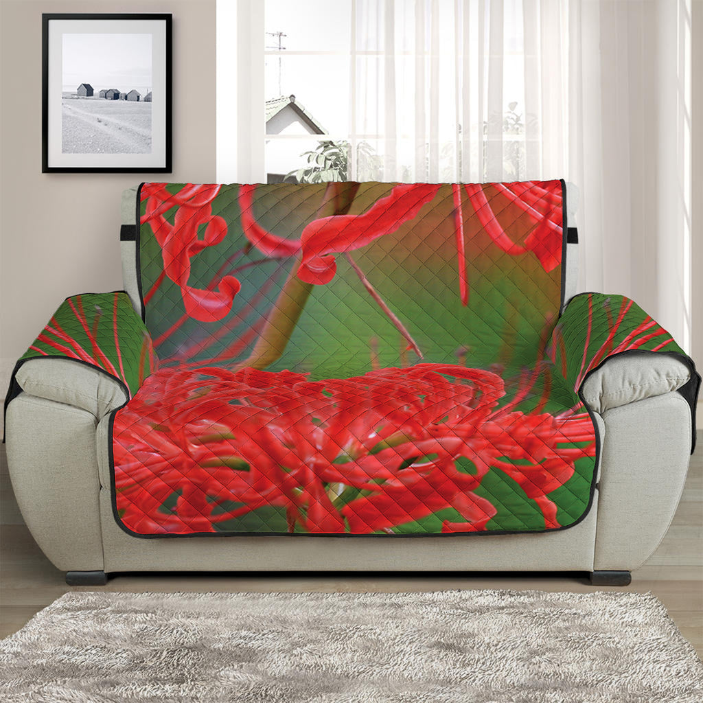 Red Japanese Amaryllis Print Half Sofa Protector