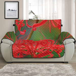 Red Japanese Amaryllis Print Half Sofa Protector