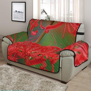 Red Japanese Amaryllis Print Half Sofa Protector