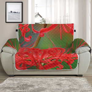 Red Japanese Amaryllis Print Half Sofa Protector