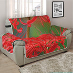 Red Japanese Amaryllis Print Half Sofa Protector