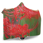 Red Japanese Amaryllis Print Hooded Blanket