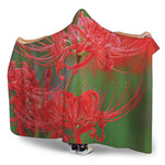 Red Japanese Amaryllis Print Hooded Blanket