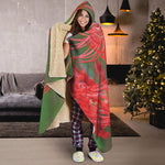Red Japanese Amaryllis Print Hooded Blanket