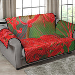 Red Japanese Amaryllis Print Loveseat Protector