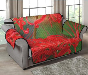 Red Japanese Amaryllis Print Loveseat Protector