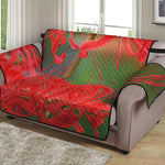 Red Japanese Amaryllis Print Loveseat Protector