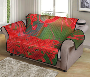 Red Japanese Amaryllis Print Loveseat Protector