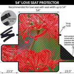 Red Japanese Amaryllis Print Loveseat Protector