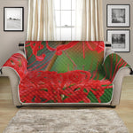 Red Japanese Amaryllis Print Loveseat Protector