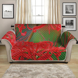 Red Japanese Amaryllis Print Loveseat Protector