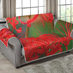 Red Japanese Amaryllis Print Loveseat Protector