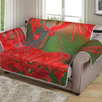 Red Japanese Amaryllis Print Loveseat Protector