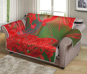 Red Japanese Amaryllis Print Loveseat Protector