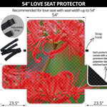 Red Japanese Amaryllis Print Loveseat Protector