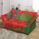 Red Japanese Amaryllis Print Loveseat Slipcover