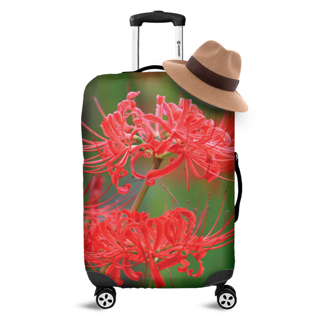 Red Japanese Amaryllis Print Luggage Cover