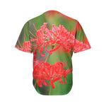 Red Japanese Amaryllis Print Men's Baseball Jersey