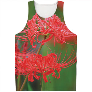 Red Japanese Amaryllis Print Men's Tank Top