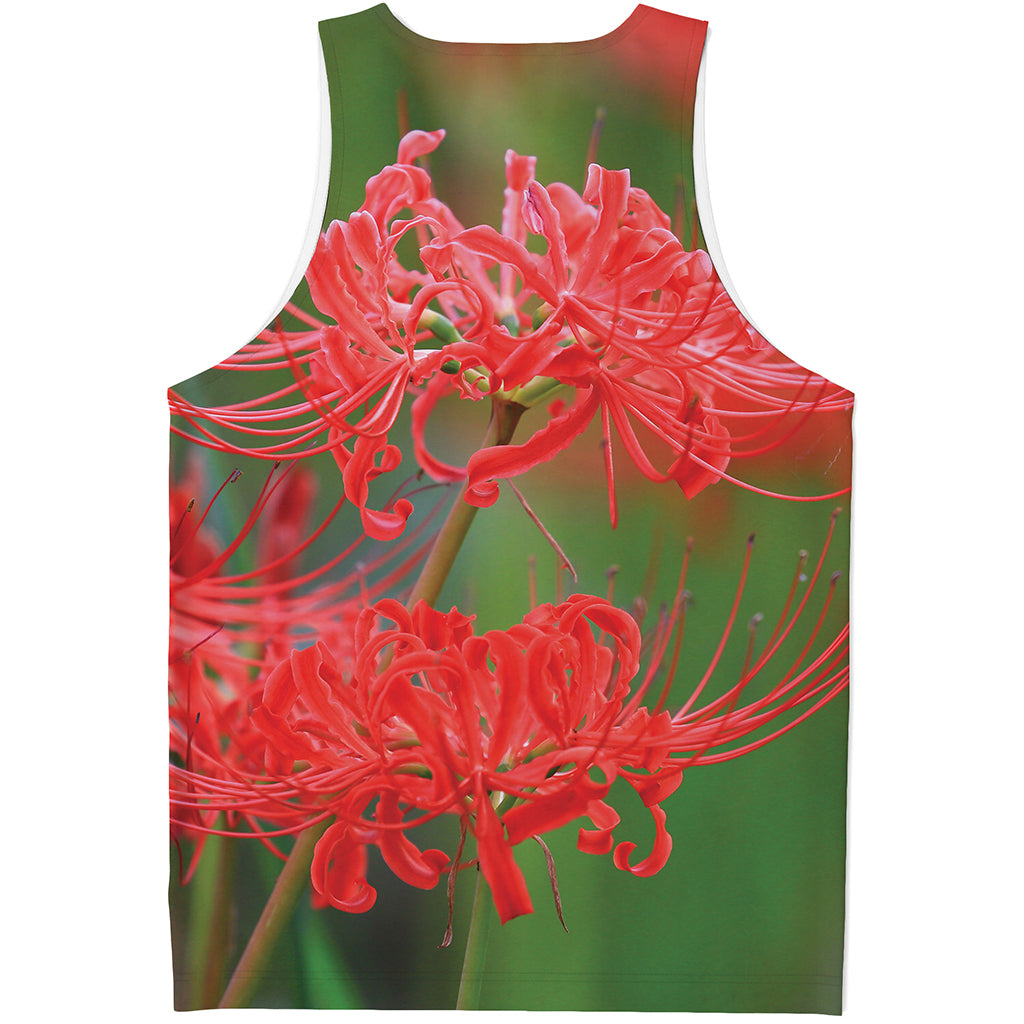 Red Japanese Amaryllis Print Men's Tank Top