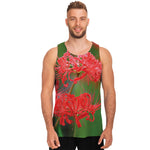 Red Japanese Amaryllis Print Men's Tank Top