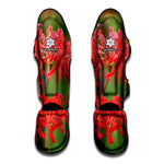 Red Japanese Amaryllis Print Muay Thai Shin Guard