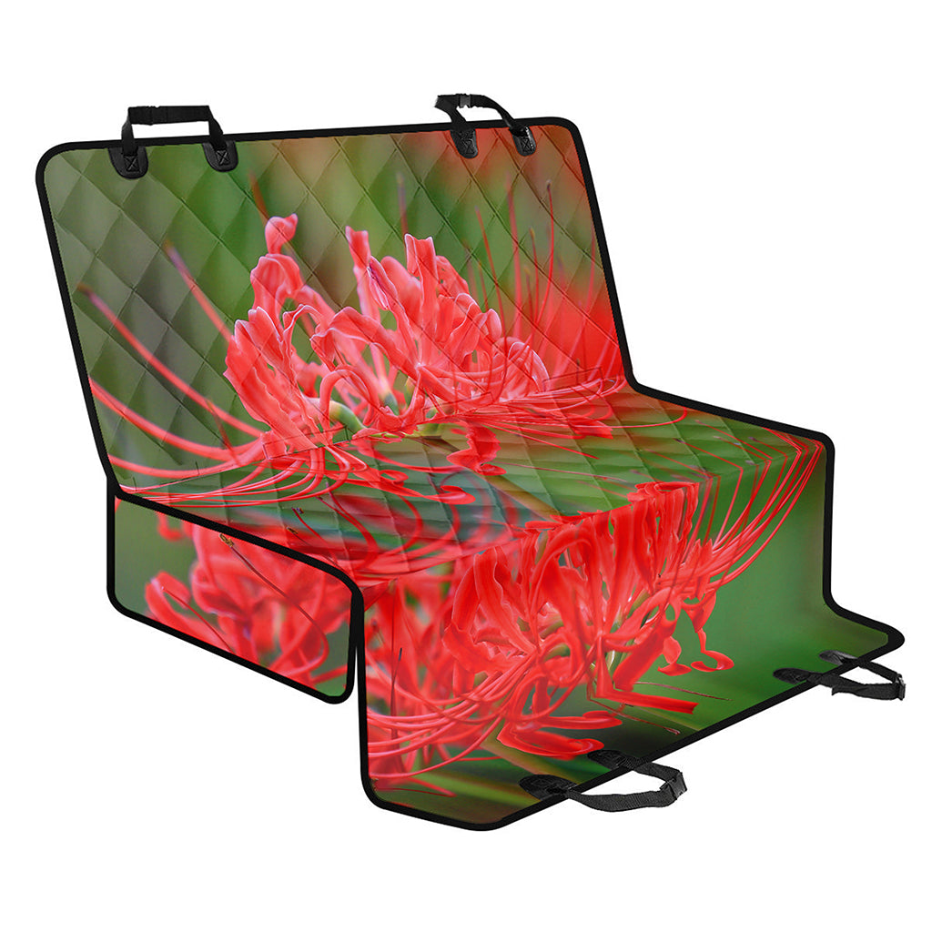 Red Japanese Amaryllis Print Pet Car Back Seat Cover