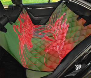 Red Japanese Amaryllis Print Pet Car Back Seat Cover