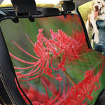 Red Japanese Amaryllis Print Pet Car Back Seat Cover