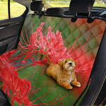 Red Japanese Amaryllis Print Pet Car Back Seat Cover