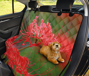 Red Japanese Amaryllis Print Pet Car Back Seat Cover