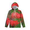 Red Japanese Amaryllis Print Pullover Hoodie