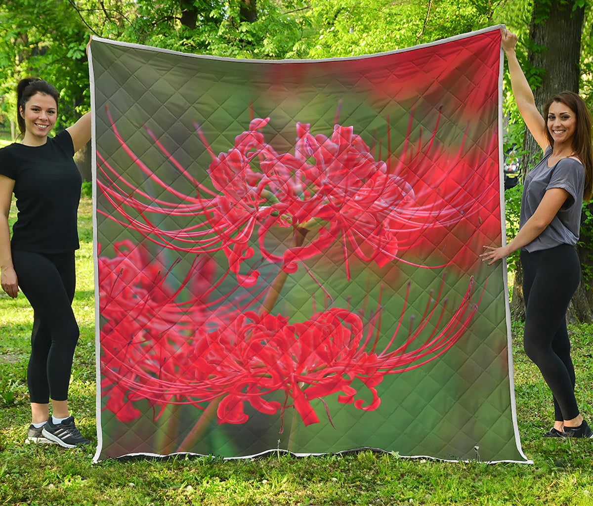 Red Japanese Amaryllis Print Quilt